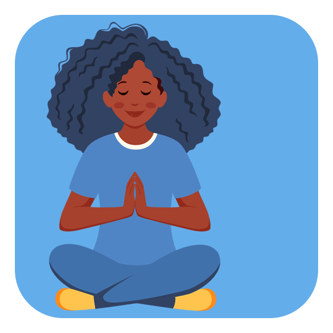 Cartoon vector image of a lady meditating